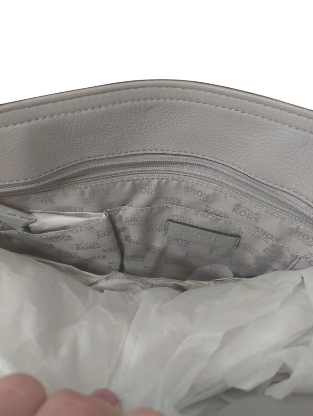 NEW Michael Kors Gray Leather Chain-Link Tote Shoulder Bag
